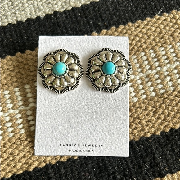 Jewelry - Silver and Turquoise concho Earrings